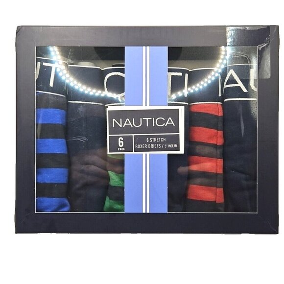 Nautica Boxer Briefs Six (6) Pack Size Small 5" Inseam Tagless Classic Fit NWT - Picture 1 of 16